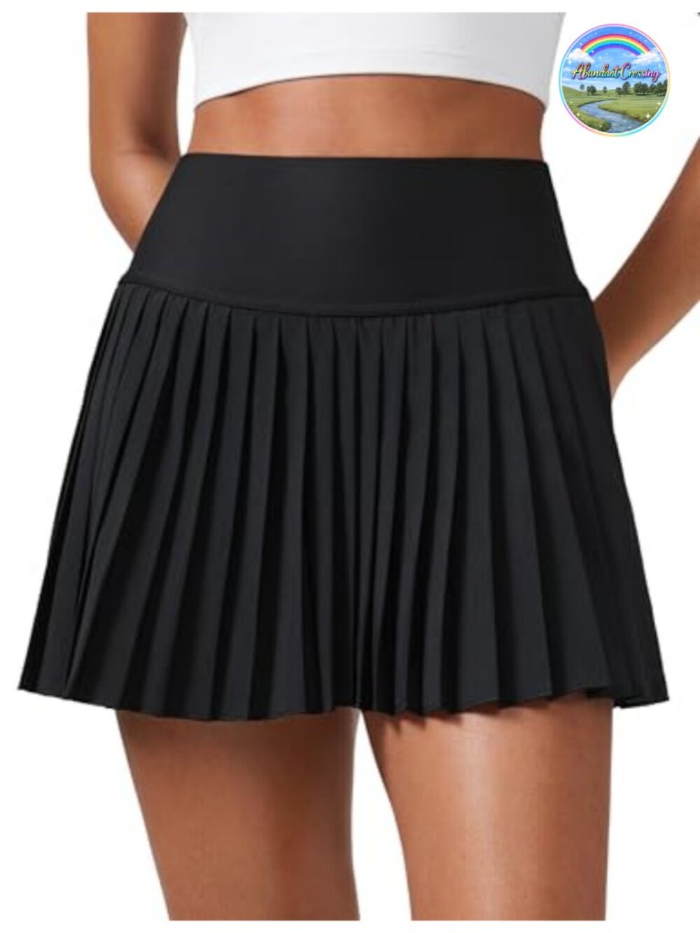 High Waisted Pleated Tennis Skort with Built-in Shorts and Pockets